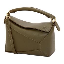Loewe Пазл-сумка через плечо миниатюрная женская из кожи коровы темного хаки-зеленого a510p88x26-3969