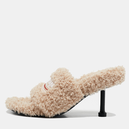 Balenciaga: Бежевые сандалии  Furry