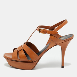 Saint Laurent Paris: Коричневые сандалии  Tribute