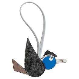 Hermes Брелок для сумки из телячьей кожи, Umber & Black & Blue h083885ckaf包 | umber & black & blue