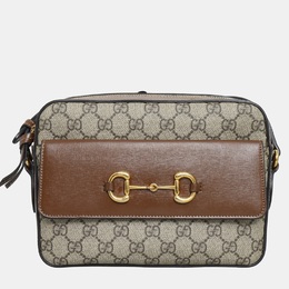 Gucci: Бежевая сумка  Horsebit 1955