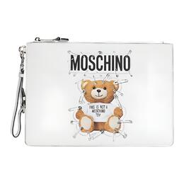 Moschino Кожаная женская клатч большого размера белый a8420-8210-a1001