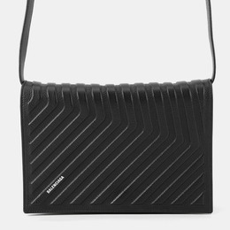 Balenciaga Calf Wrap Shoulder Bag Black Leather 1223584