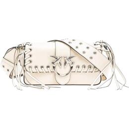Pinko Кожаная женская наплечная сумка белого цвета 104340-a28d-z14s
