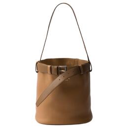 Prada Кожаная ведро сумка через плечо женская карамельно-коричневая 1be085_2cy9_f03bh_v_sbo