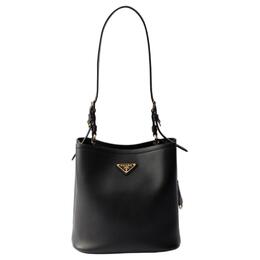 Prada Кожаная женская сумка через плечо среднего размера черная 1be080_2cys_f0002_v_ovo