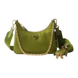 Prada Переработанная полиамидная наплечная сумка женская оливковая 1bh204_r064_f077g_v_wrk