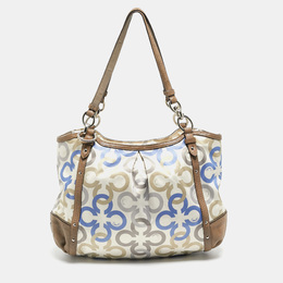 Coach Multicolor Signature Satin and Leather Hobo 913133