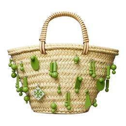 Tory Burch Сумка женская маленькая из рафии с кожаной отделкой 154878-300