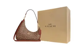 Coach Терри холщовая с кожаной отделкой женская сумка через плечо Табас коричневая cbi02-imxis