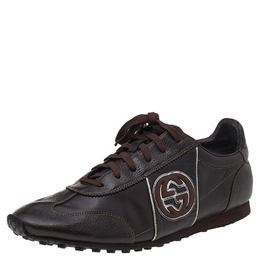 Gucci Brown Leather Low Top Sneakers Size 45 942749