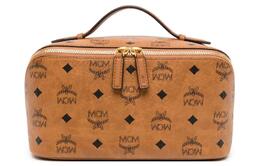 MCM Оттомар холщовая с кожаной отделкой косметичка дорожная сумка для туалетных принадлежностей женская коньячная mxzestt06co001