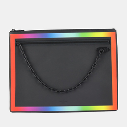 Louis Vuitton Black Leather Taiga A4 Rainbow Pochette Clutch Bag 841043
