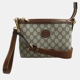 Gucci Beige & Ebony Brown Gg Supreme Shoulder Bag 1088695