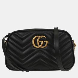 Gucci: Чёрная сумка  GG Marmont