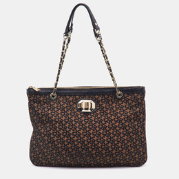 DKNY Brown/Black Signature Canvas and Leather Chain Shoulder Bag 799759