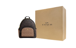 Coach Сумка рюкзак из искусственной кожи большого размера для женщин цвет орех с желтым оттенком cz771-imxi8