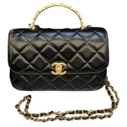 Chanel Женская черная жемчужная сумка из барашка через плечо as4835-b16229-94305