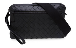 Bottega Veneta Кожаная сумка-мессенджер через плечо мужская черная 604790vcpq28984