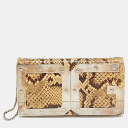 Dolce & Gabbana Cream Python DG Logo Wristlet Clutch 1014931
