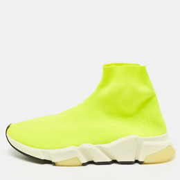 Balenciaga Neon Yellow Knit Fabric Speed Trainer Sneakers Size 39 921027