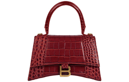 Balenciaga Часовая сумка с верхней ручкой малая из тисненой кожи крокодила темно-красная 5935461lrgm6211