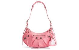 Balenciaga Кожаная мотоциклетная сумка Сумка пельмень Сумка полумесяц Плечевая сумка Кроссбоди Маленькая женская розовая сумка 6713071vg9y5812