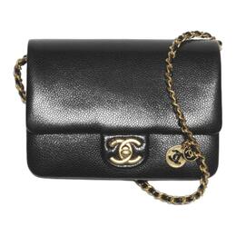 Chanel Миниатюрная женская сумка через плечо из телячьей кожи черная as5218-b18321-94305