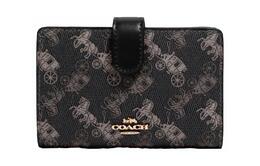 Coach Угловая сумка на молнии из холста с кожаным кошельком среднего размера женская черная 87936-imqbe