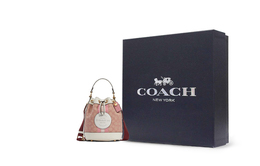 Coach Демиси тканевая кожаная сумка ведро через плечо кроссбоди маленькая женская вишневый розовый c7964-imsxx