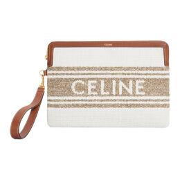 Celine Тканевый клатч маленький женский коричневый/бежевый 10j502fai-18tn