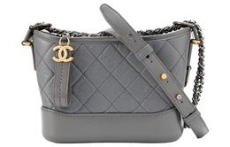Chanel Ранняя осень кожаная сумка через плечо маленькая женская серебристо-серая a91810-y61477-ni691