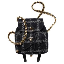 Chanel Чёрная женская сумка-рюкзак из мягкой шерстяной твилловой ткани as3615-b09679-nj601