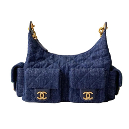 Chanel Джинсовая сумка-хобо для женщин темно-синяя as5302-b19251-nm307