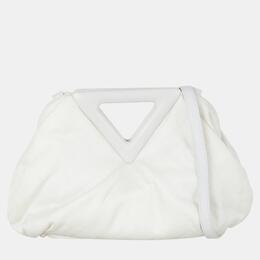 Bottega Veneta White Fabric and Leather Point Shoulder Bag 1055070