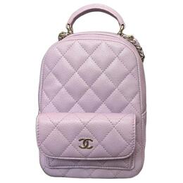 Chanel Розовый женский мини рюкзак из зернистой телячьей кожи с золотистой металлической фурнитурой ap3753-b10583-ny558