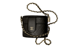 Chanel Сумка-цилиндр из тисненой кожи ягненка Косметичка Женская черная сумка через плечо ap1573-b03686-94305