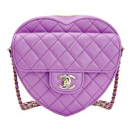 Chanel Сумка-сердце из овчины на цепочке через плечо женская фиолетовая as3191-b07958-nh623