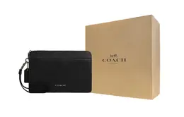 Coach Кожаная клатч среднего размера мужская черная cw169-qbbk