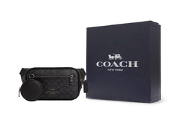 Coach Кожаная поясная сумка большого размера мужская черная cz400-qbmi5
