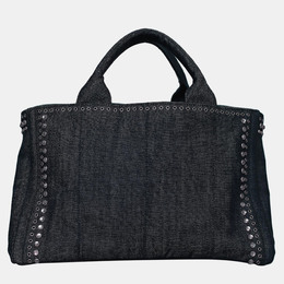 Prada Crystal Embellished & Eyelet Denim Two-Way Bag 1074439