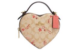 Coach Холщовая сумка с кожаным сердцем в форме сердца коробка сумка через плечо маленький размер женская хаки ck523-imot4