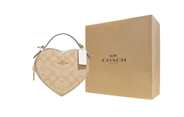 Coach Сумка-холст с кожаной лямкой через плечо миниатюрная женская светло-бежевая cj450-imdqc