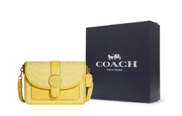 Coach Женская жёлтая сумка через плечо среднего размера из жаккардовой ткани с кожаной отделкой c8307-ims9v
