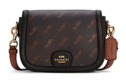 Coach Кожаная седельная сумка через плечо женская коричневая черная c4059-imblk