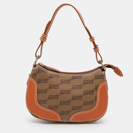 Balenciaga Tan/Brown BB Coated Canvas and Leather Shoulder Bag 1121258