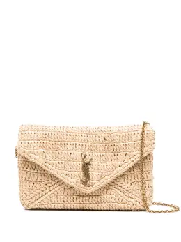 Saint Laurent envelope flap woven shoulder bag 31605337