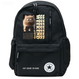 Converse Полиэстеровый рюкзак для студентов среднего размера унисекс черный, Caramel Cat cv2213004ps-001(teamt-定制印花a) | caramel cat