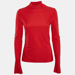 Salvatore Ferragamo: Красный топ 