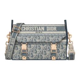 Christian Dior Хлопковая сумка-мессенджер через плечо маленькая женская синяя m1241oeeo-m49e